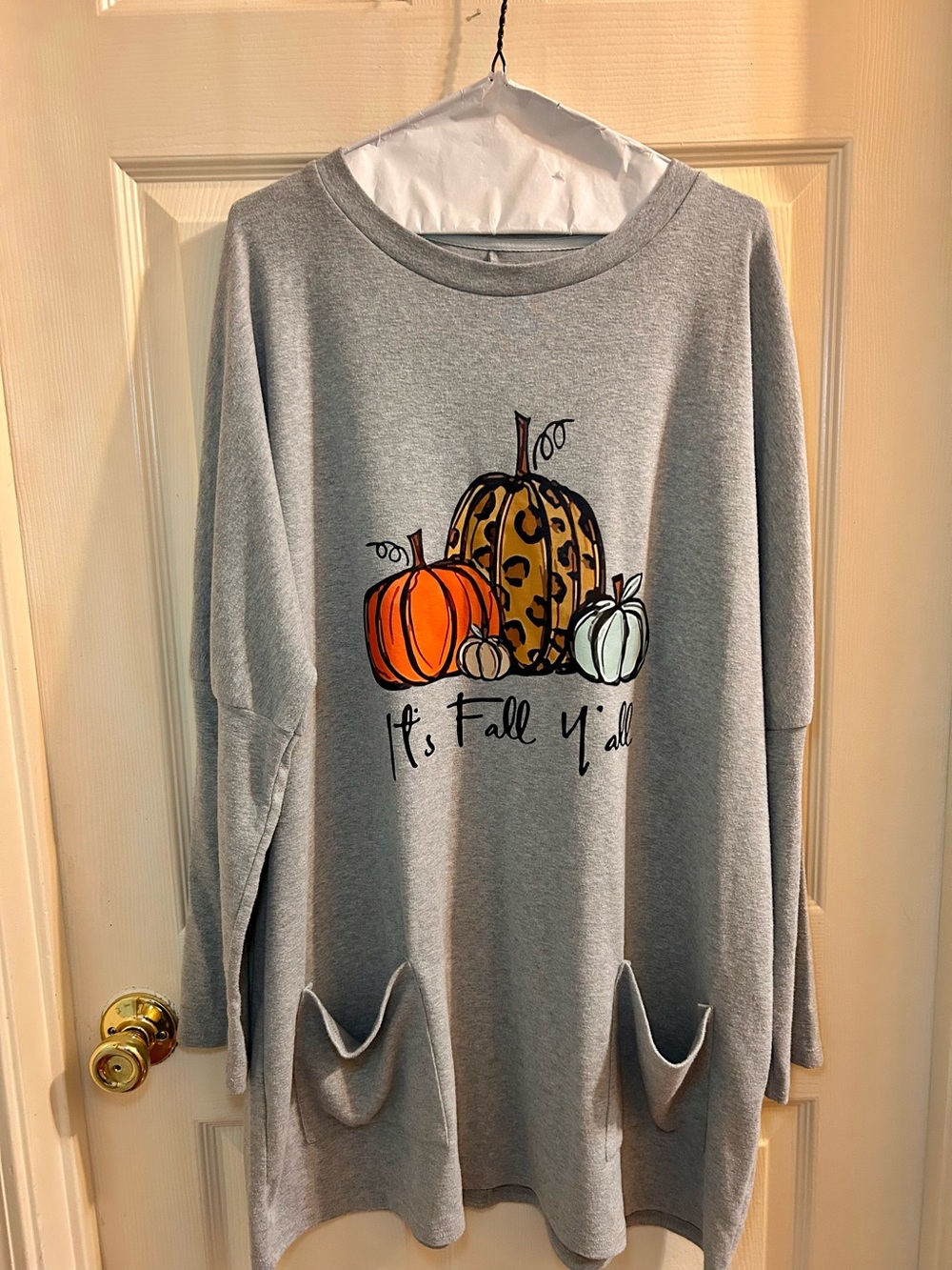 Gray Fall Pumpkin Tunic - Cozy Graphic Sweatshirt